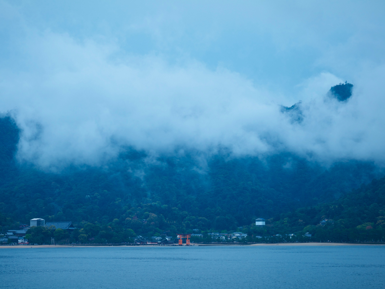 宮島の海岸線と海